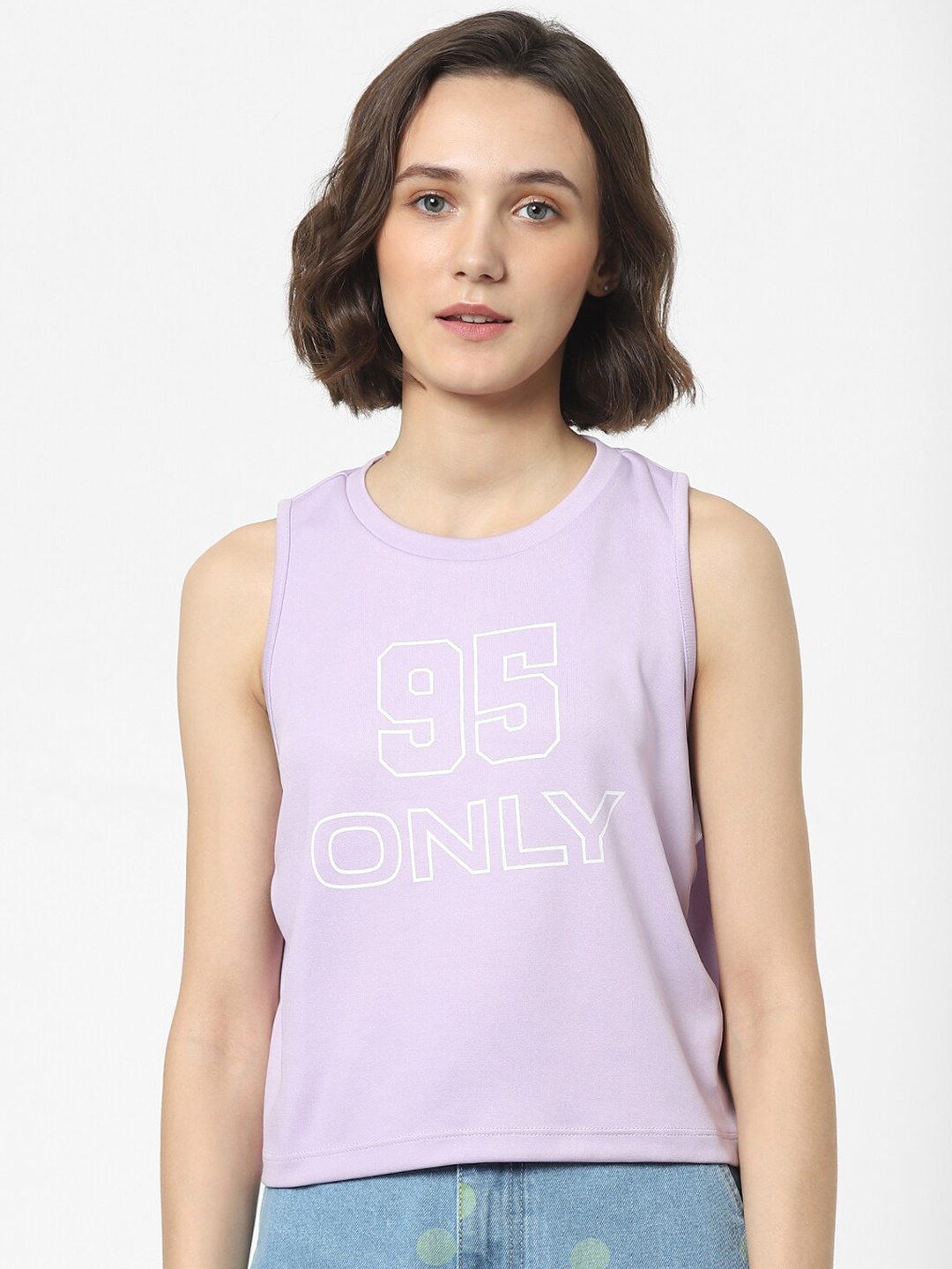 ONLY Women Purple Typography T-shirt