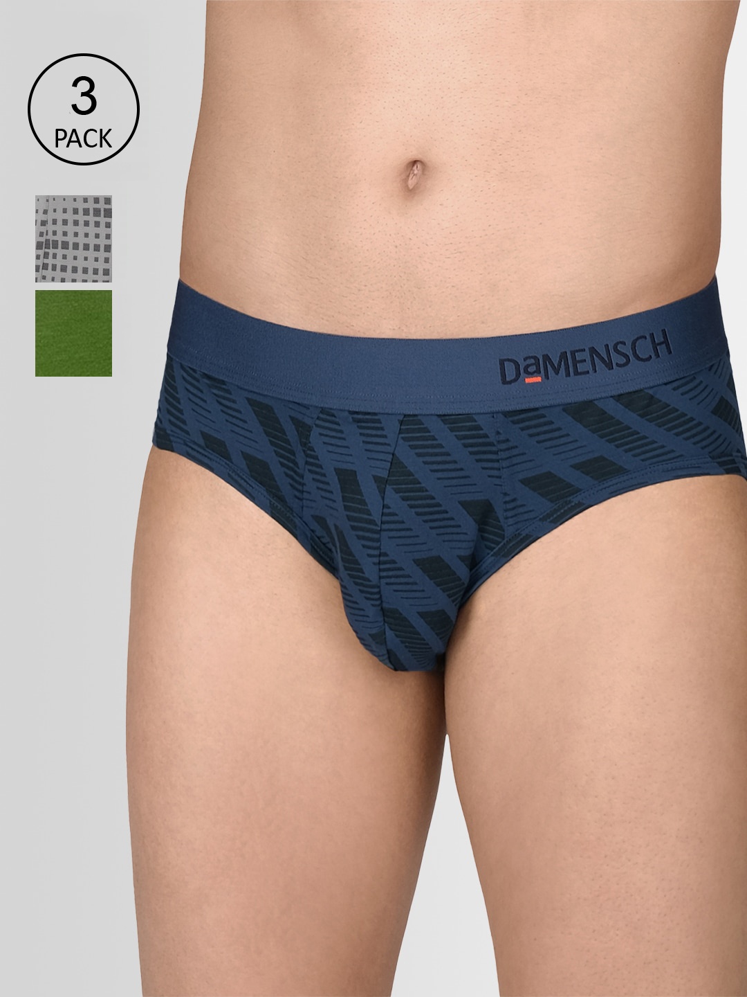 DaMENSCH Pack of 3 DEO-SOFT Printed Premium Egyptian Cotton-Modal Blend Briefs, Blue
DaMENSCH Pack of 3 DEO-SOFT Printed Premium Egyptian Cotton-Modal Blend Briefs, Blue