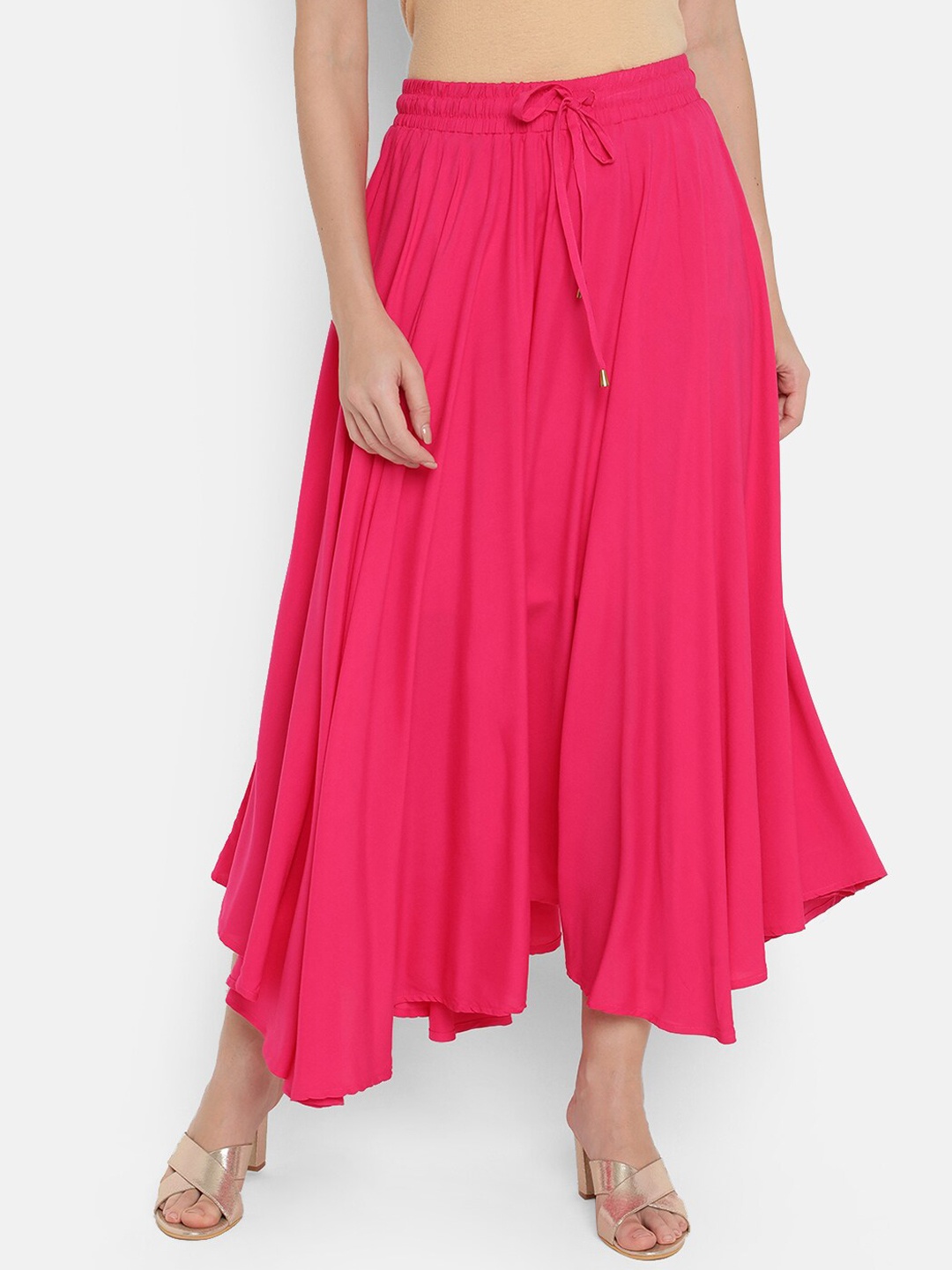 V2 Value & Variety Rose Pink Solid Pleated Ruffled Rayon Asymmetric Maxi Flared Skirt
V2 Value & Variety Rose Pink Solid Pleated Ruffled Rayon Asymmetric Maxi Flared Skirt