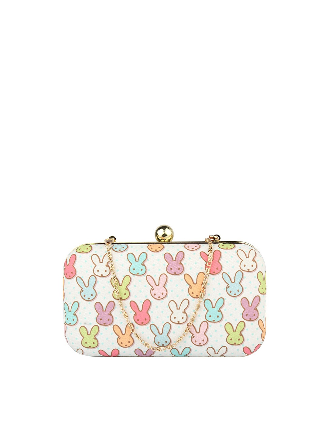 MAMMON White & Blue Printed Box Clutch