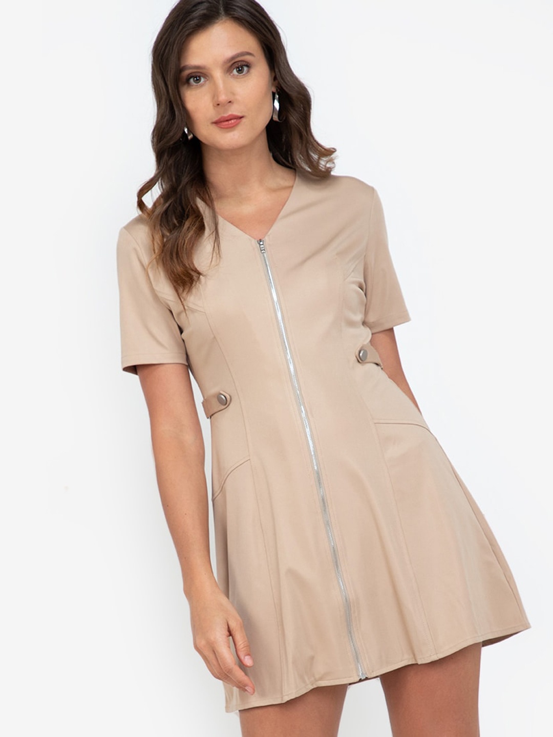 ZALORA WORK Beige A-Line Dress