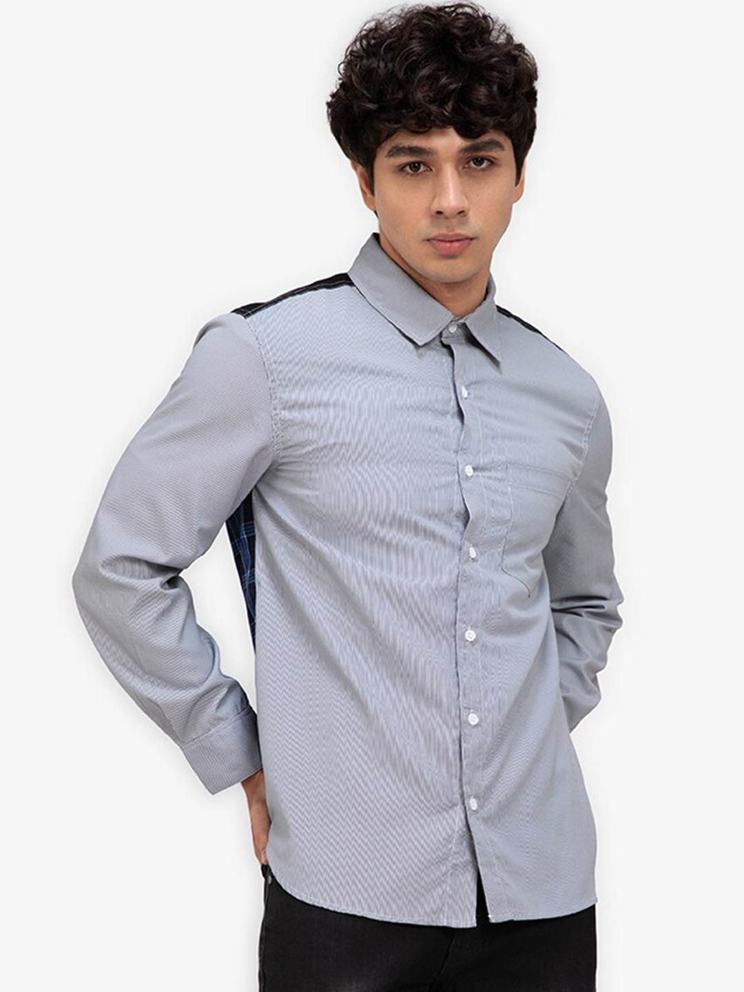 ZALORA BASICS Men Blue Casual Shirt