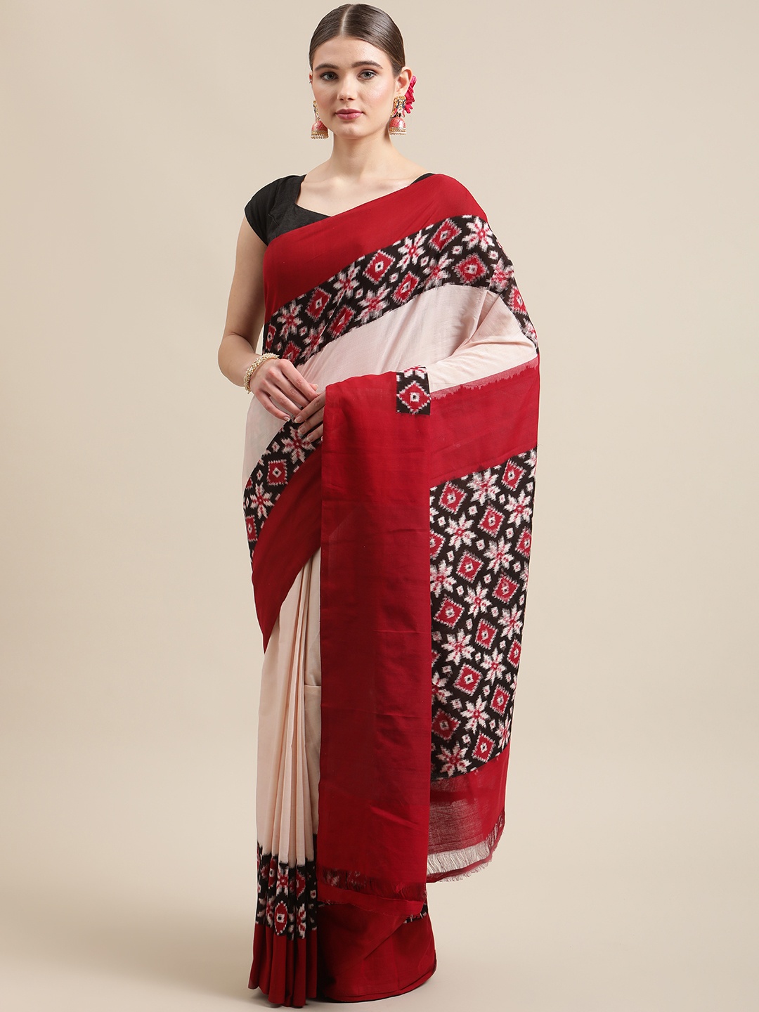 ADITRI Assorted Ethnic Motifs Pure Cotton Ikat Saree