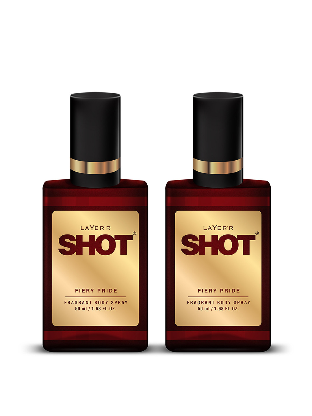 Layerr Shot Men Set of 2 Fiery Pride Fragrant Body Spray 50 ml Each, Maroon
Layerr Shot Men Set of 2 Fiery Pride Fragrant Body Spray 50 ml Each, Maroon
