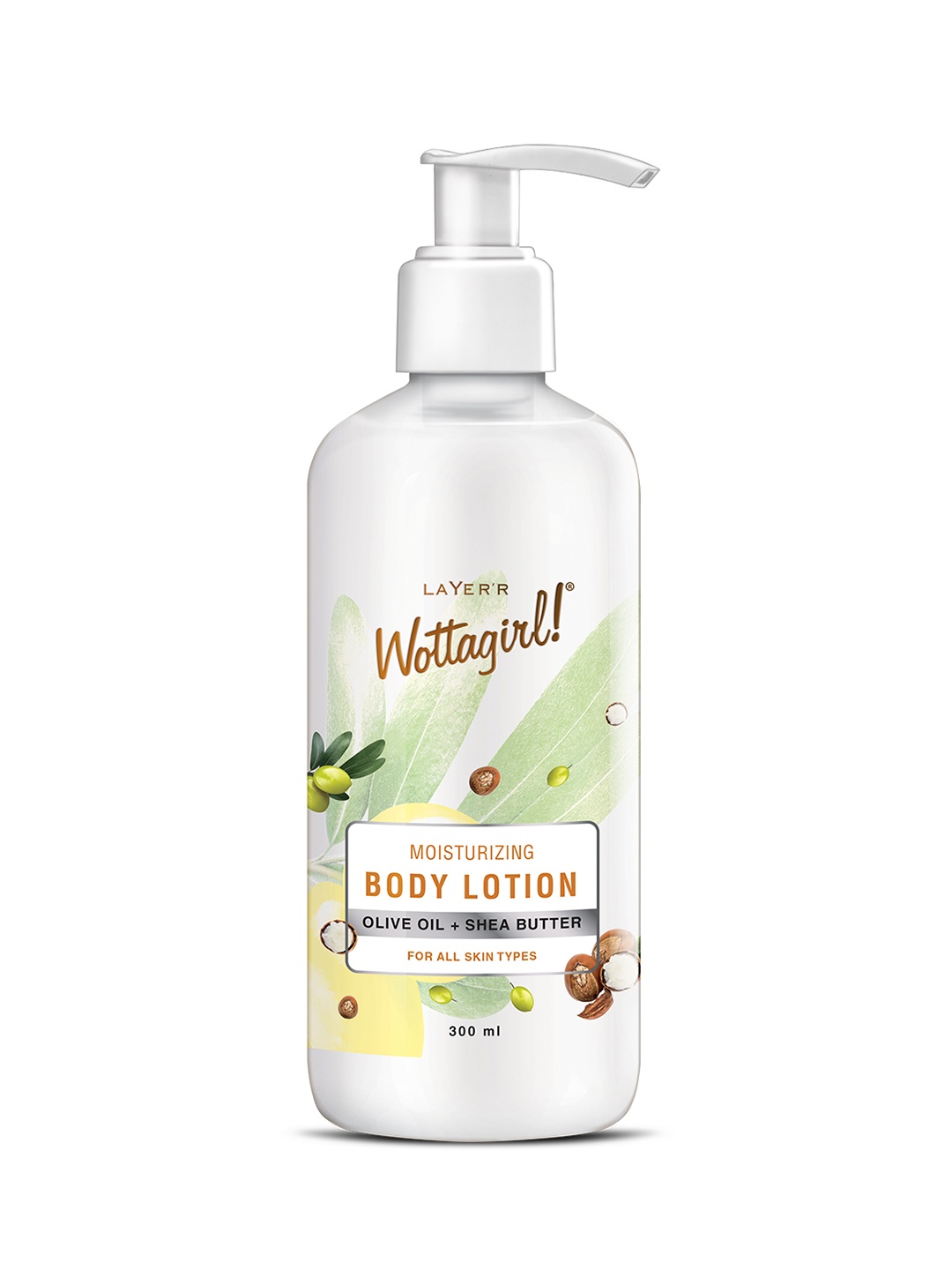 Layerr Wottagirl Olive Oil & Shea Butter Vegan Moisturizing Body Lotion 300 ml, Off white
Layerr Wottagirl Olive Oil & Shea Butter Vegan Moisturizing Body Lotion 300 ml, Off white