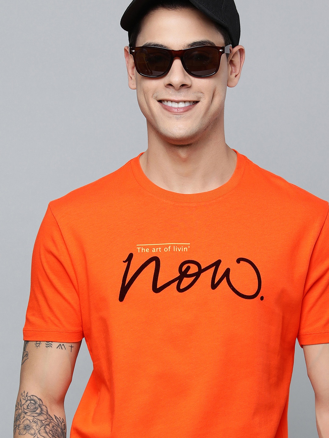 Levis Men Orange Typography Printed Pure Cotton T-shirt
