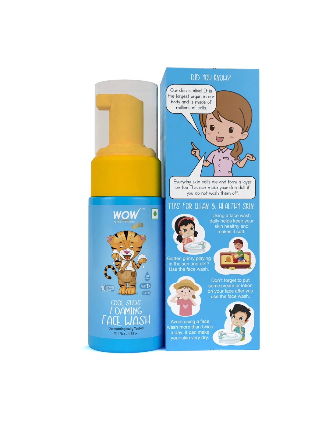 WOW SKIN SCIENCE Kids Age 3+ Tear Free Cool Suds Vegan Foaming Face Wash 100 ml, Blue
WOW SKIN SCIENCE Kids Age 3+ Tear Free Cool Suds Vegan Foaming Face Wash 100 ml, Blue