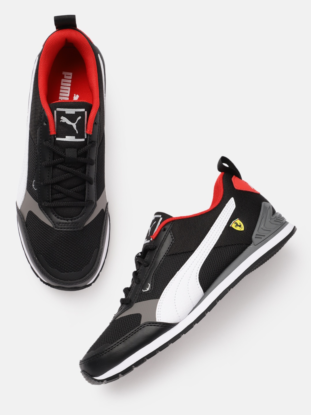 PUMA Motorsport Black & White Ferrari Track Racer Sneakers