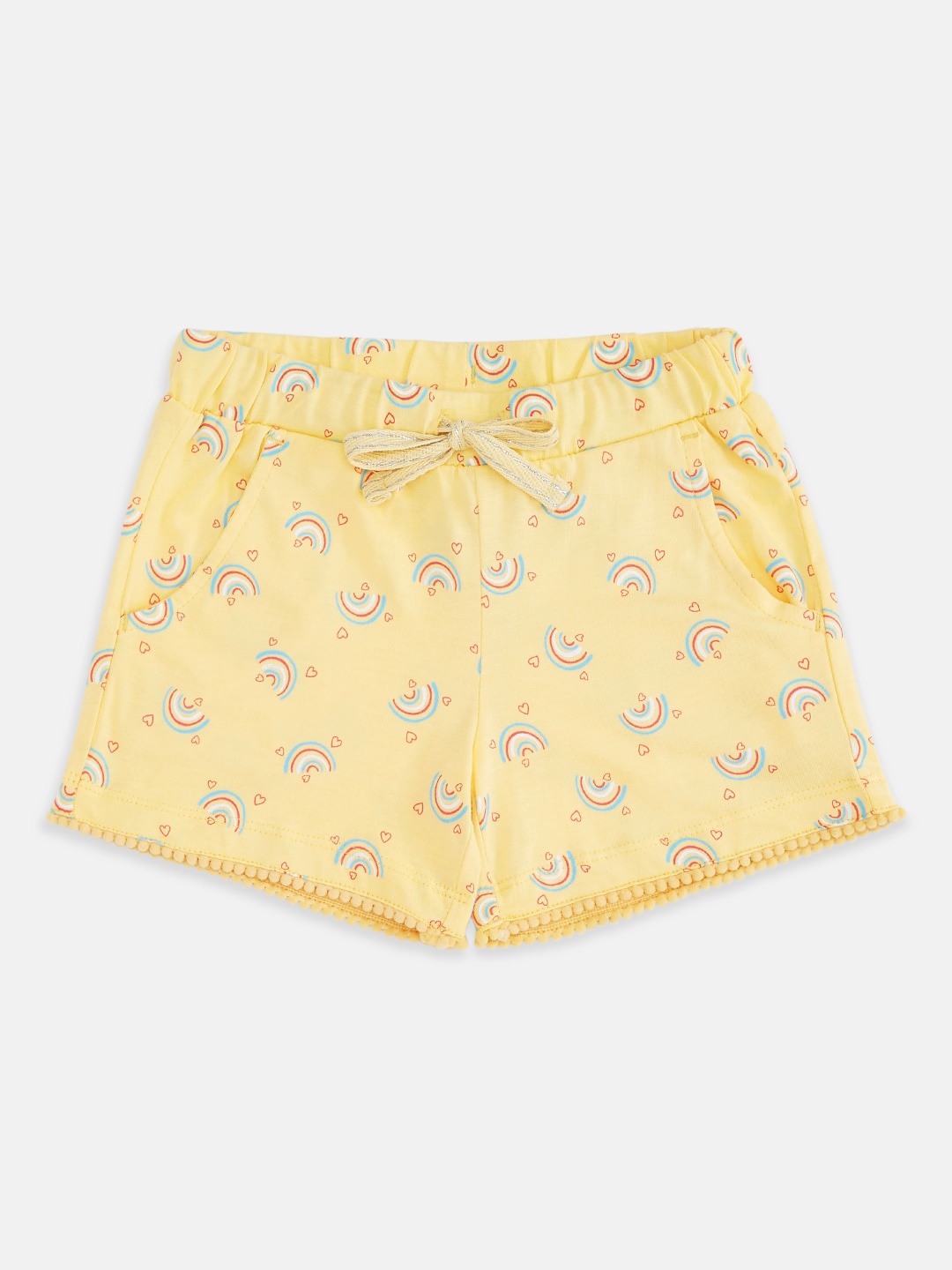Pantaloons Junior Girls Yellow Printed Shorts