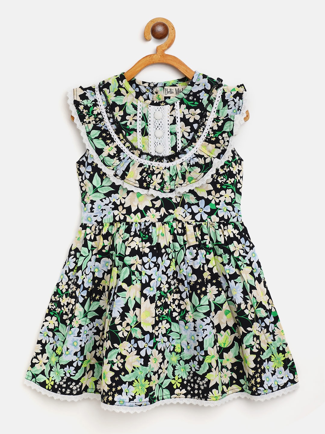 Bella Moda Black & Green Floral Dress