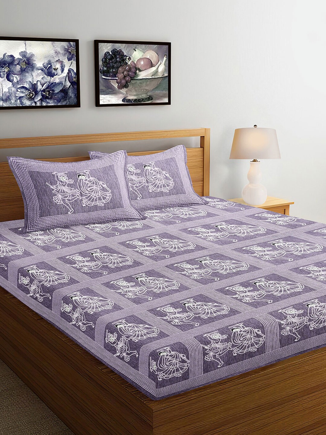 Ispace Purple AROMA 120 TC Cotton Jaipuri King Bedsheet With 2 Pillow Covers, Lavender
Ispace Purple AROMA 120 TC Cotton Jaipuri King Bedsheet With 2 Pillow Covers, Lavender