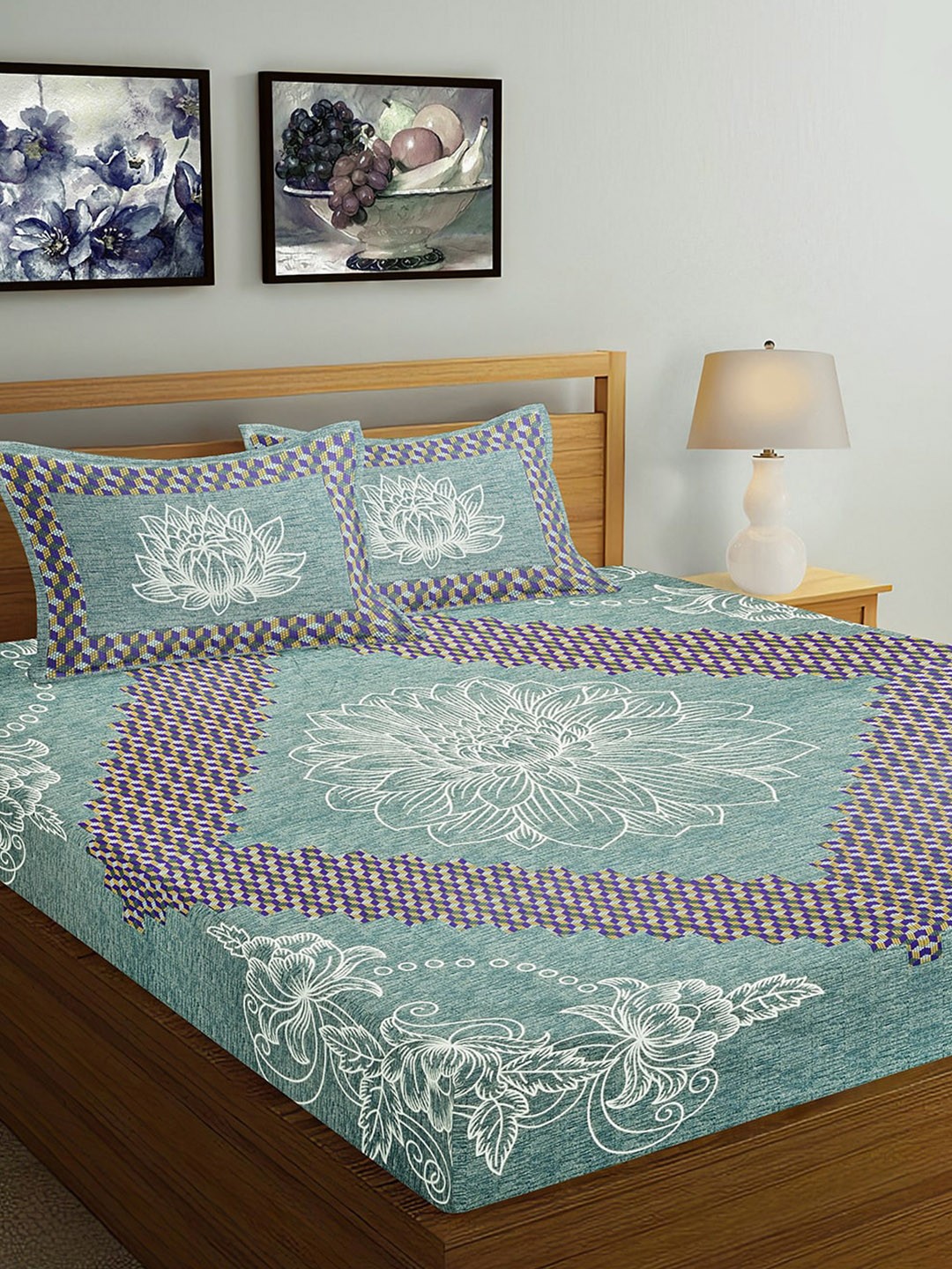 Ispace Sea Green AROMA 120 TC Cotton Jaipuri King Bedsheet With 2 Pillow Covers, Purple
Ispace Sea Green AROMA 120 TC Cotton Jaipuri King Bedsheet With 2 Pillow Covers, Purple