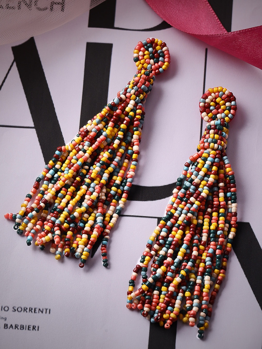 Rubans Voguish Multicoloured Contemporary Drop Earrings, Multi