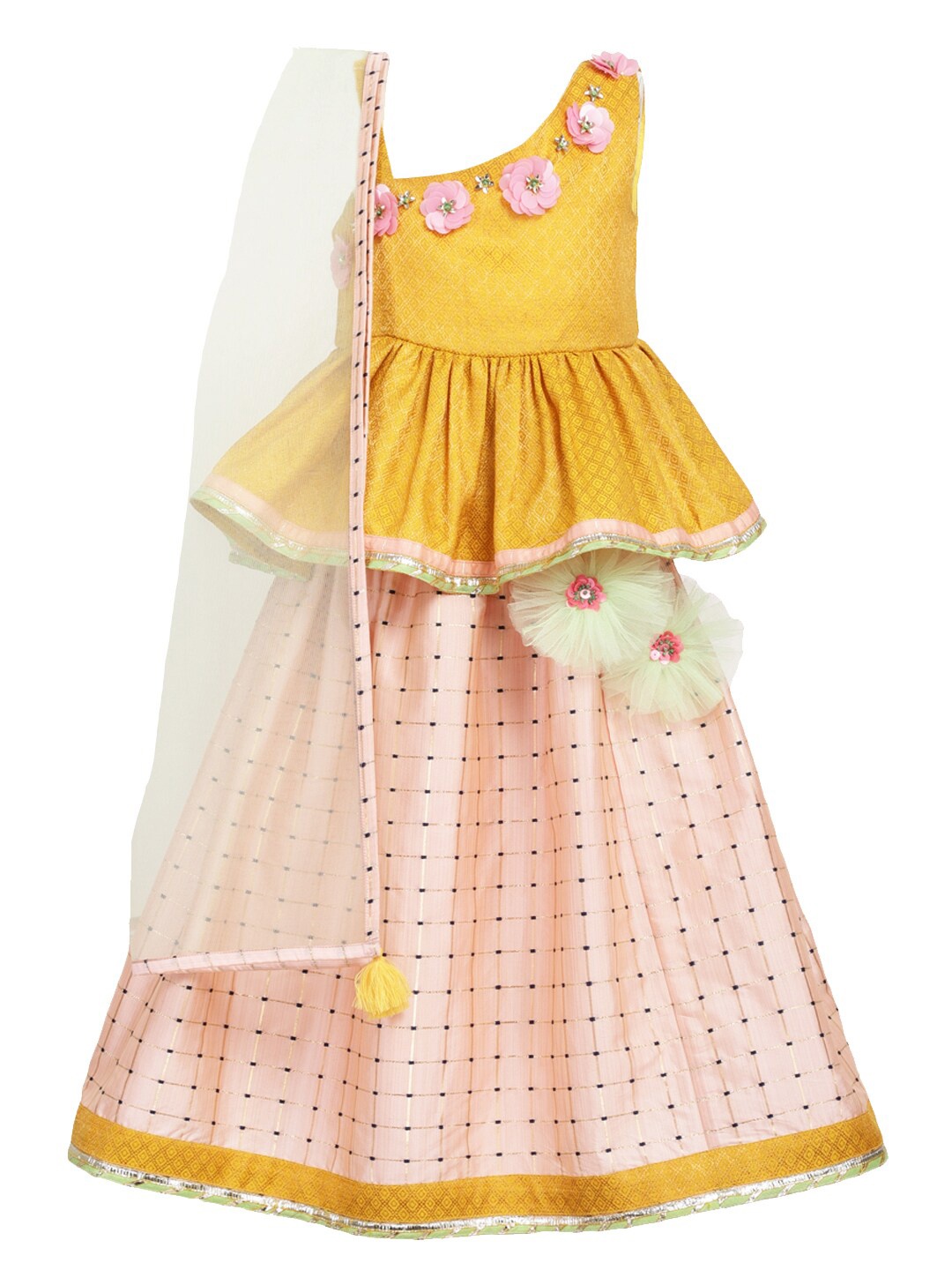 A Little Fable Girls Pink & Mustard Embellished Ready to Wear Lehenga choli With Dupatta
A Little Fable Girls Pink & Mustard Embellished Ready to Wear Lehenga choli With Dupatta