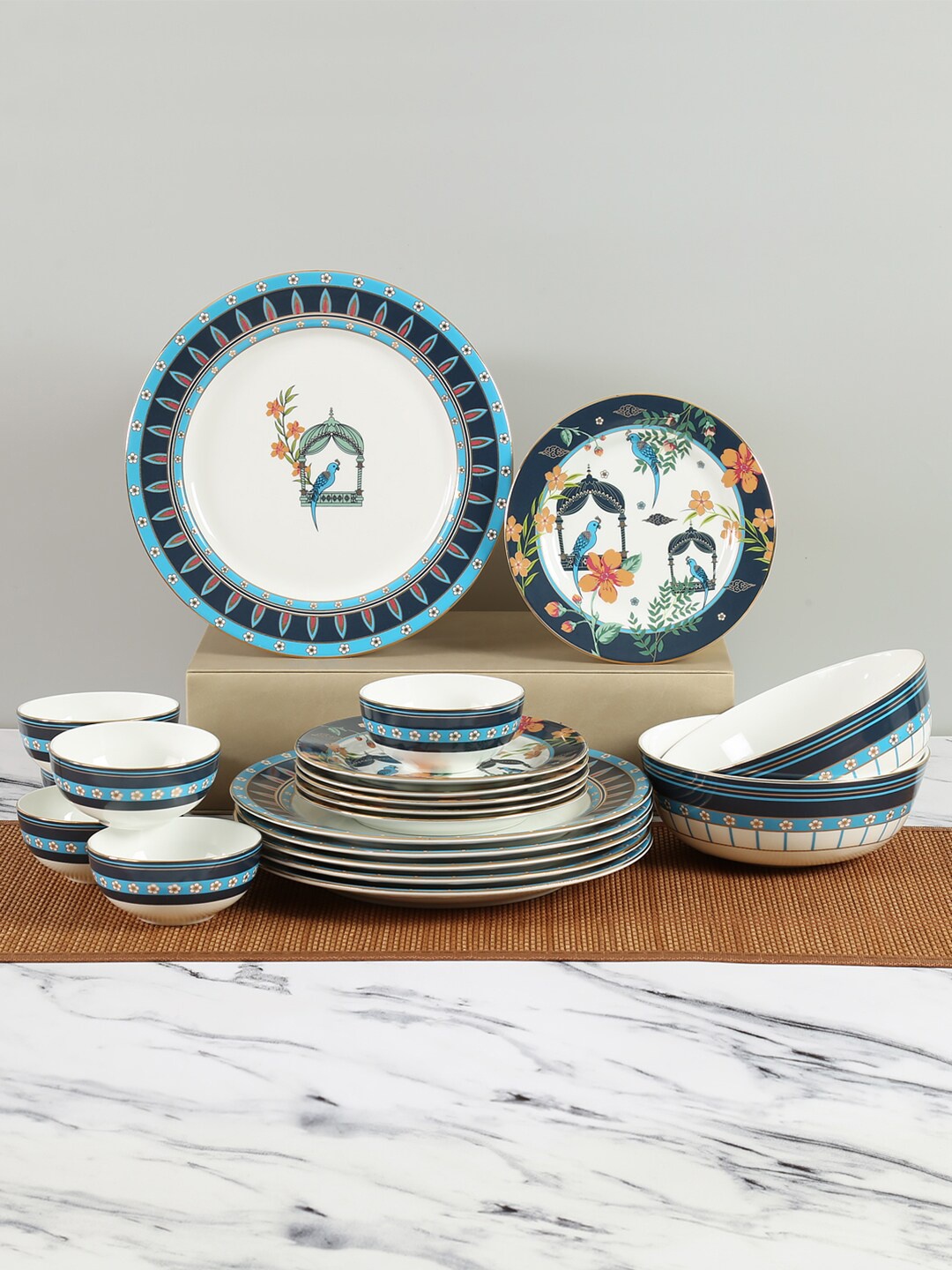 India Circus by Krsnaa Mehta Multicoloured & White 20 Pieces Printed Bone China Glossy Dinner Set, Multi
India Circus by Krsnaa Mehta Multicoloured & White 20 Pieces Printed Bone China Glossy Dinner Set, Multi