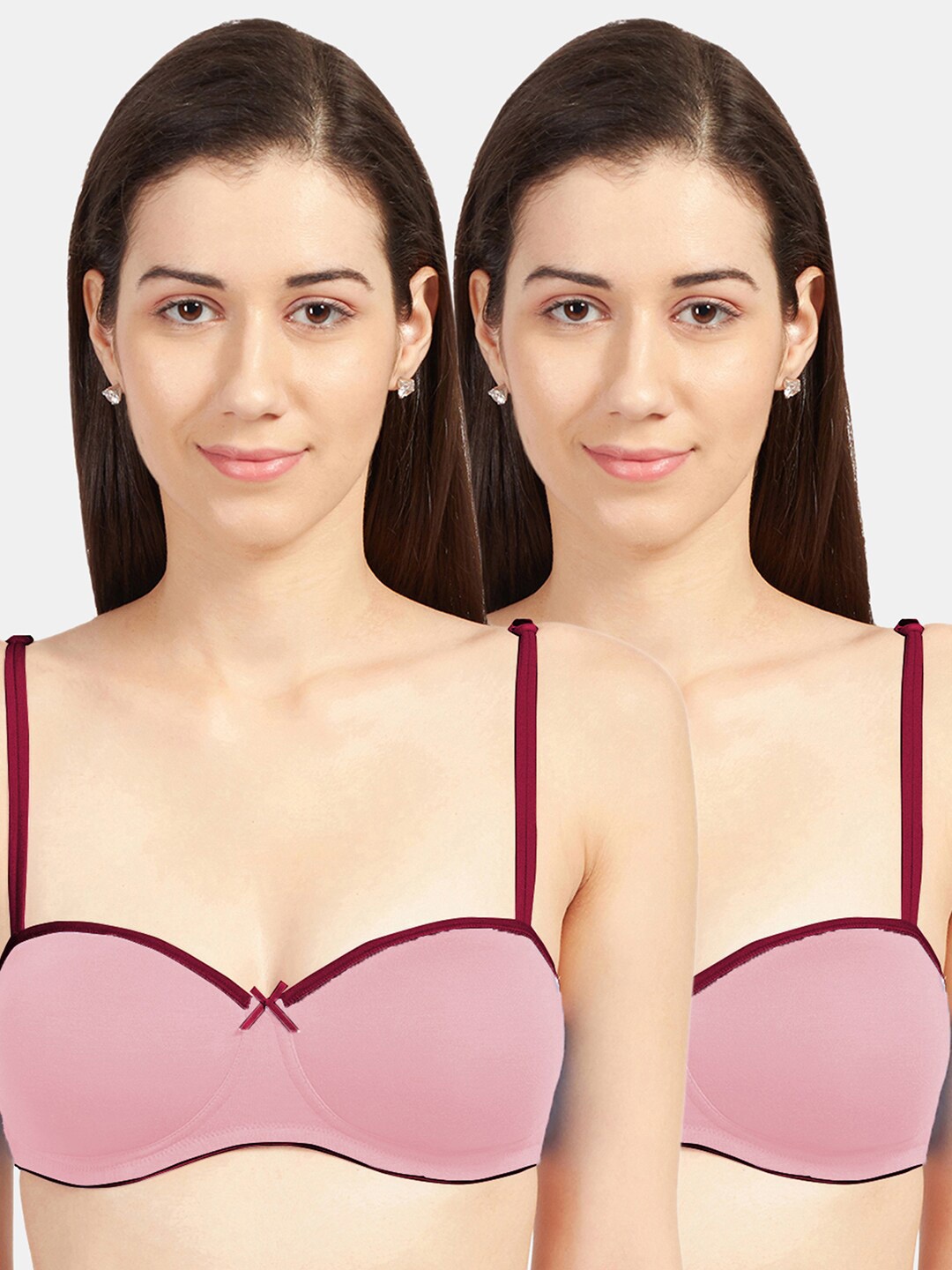 Sonari Pack Of 2 Pink & Maroon Bra Lightly Padded