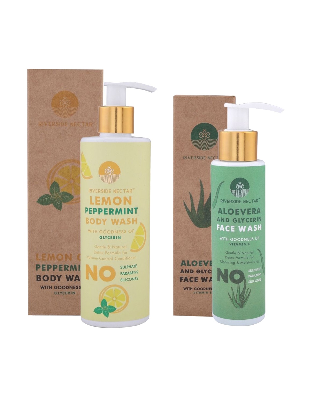 Riverside Nectar Set of Lemon & Peppermint Body Wash & Aloe Vera Glycerin Face Wash, Yellow
Riverside Nectar Set of Lemon & Peppermint Body Wash & Aloe Vera Glycerin Face Wash, Yellow