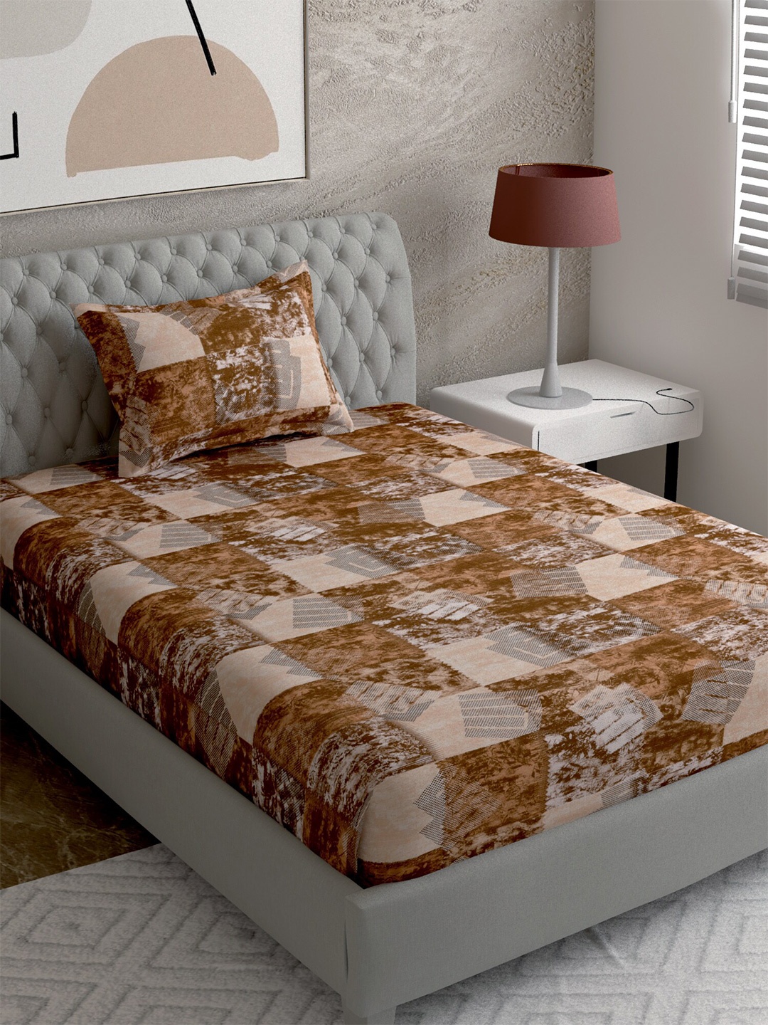 EverHOME Multicoloured & Brown Geometric 144 TC Single Bedsheet with 1 Pillow Covers, Multi
EverHOME Multicoloured & Brown Geometric 144 TC Single Bedsheet with 1 Pillow Covers, Multi