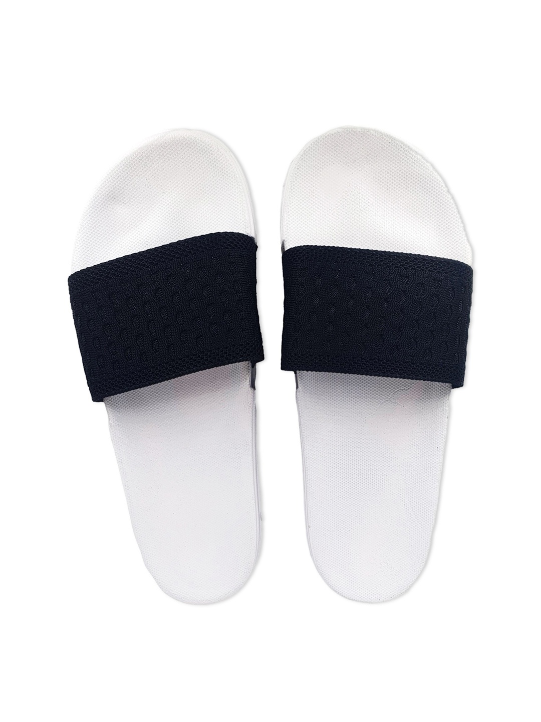Pampy Angel Men White & Black Printed Rubber Sliders
