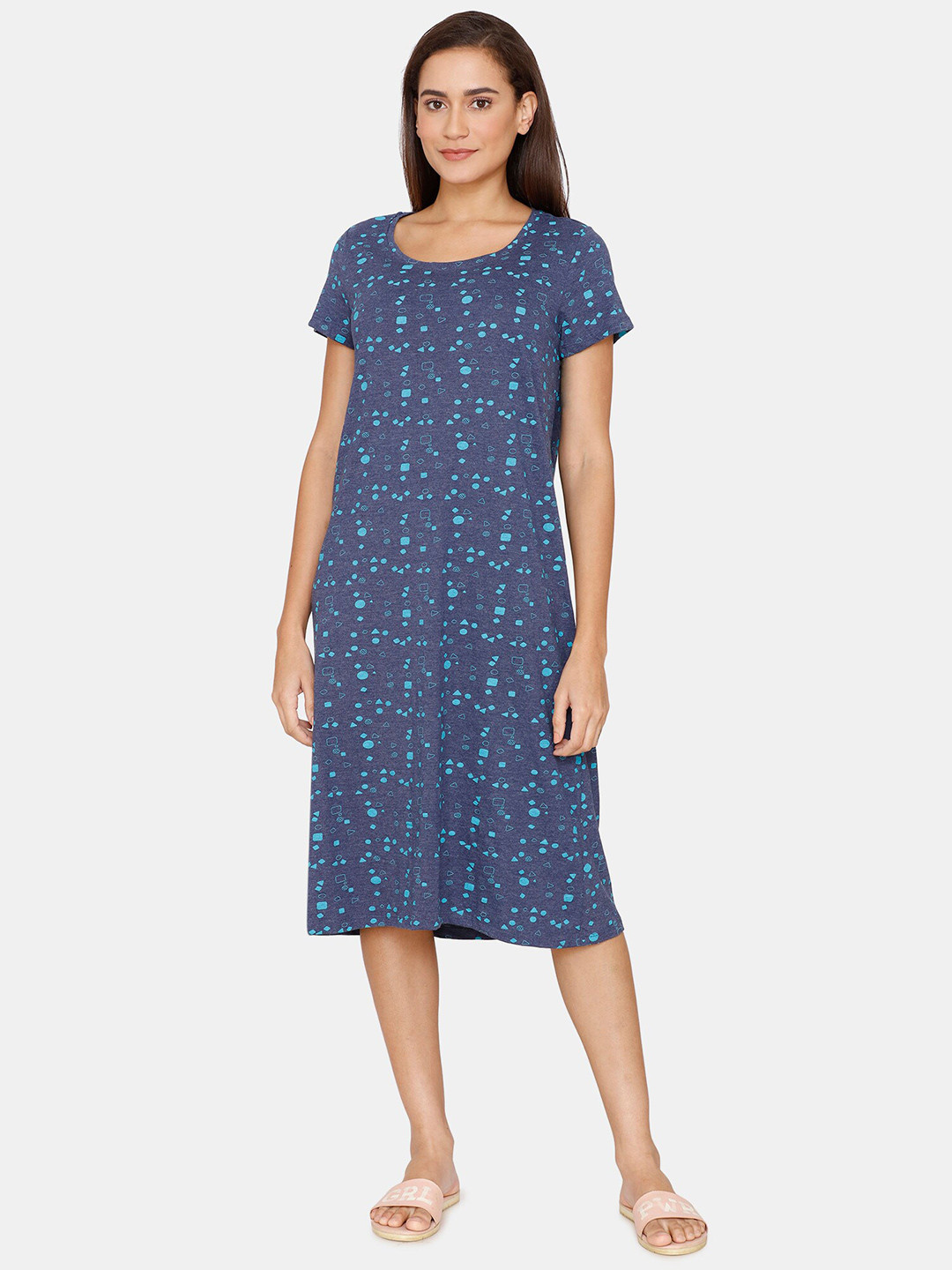 Rosaline by Zivame Blue Starry Nights Printed Knit Cotton Mid Length Nightdress
Rosaline by Zivame Blue Starry Nights Printed Knit Cotton Mid Length Nightdress