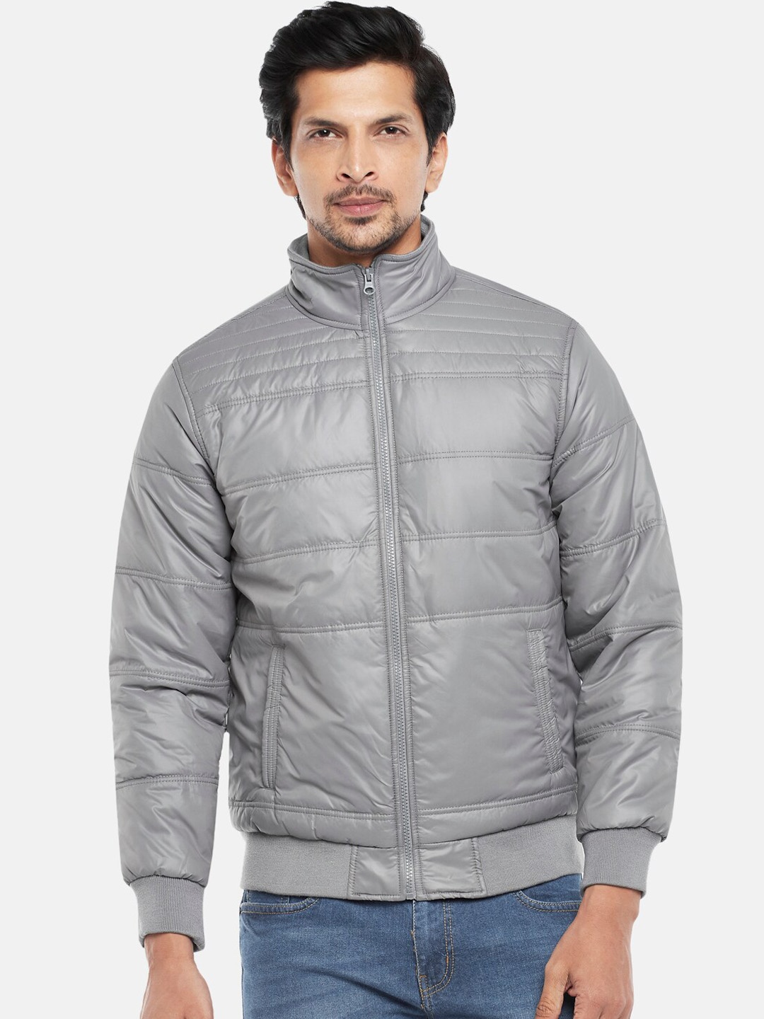 People Men Grey Puffer Jacket