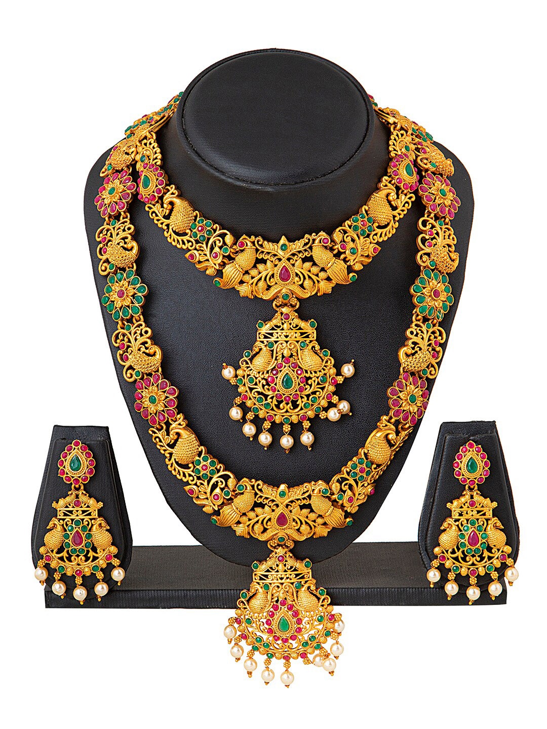 Shining Jewel - By Shivansh Gold-Toned & Red Brass Gold-Plated Temple Jewellery Set
Shining Jewel - By Shivansh Gold-Toned & Red Brass Gold-Plated Temple Jewellery Set