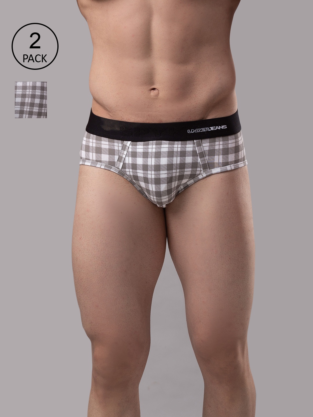 UnderJeans by Spykar Men Pack of 2 Printed Cotton Blend Basic Briefs UJNPBC035WHITECHECK, White
UnderJeans by Spykar Men Pack of 2 Printed Cotton Blend Basic Briefs UJNPBC035WHITECHECK, White