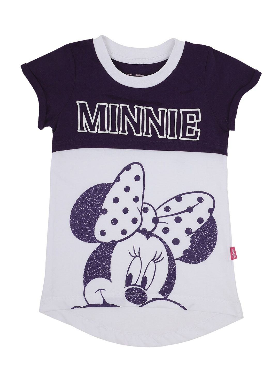 PROTEENS Girls Navy Blue & White Minnie Printed Cotton T-shirt