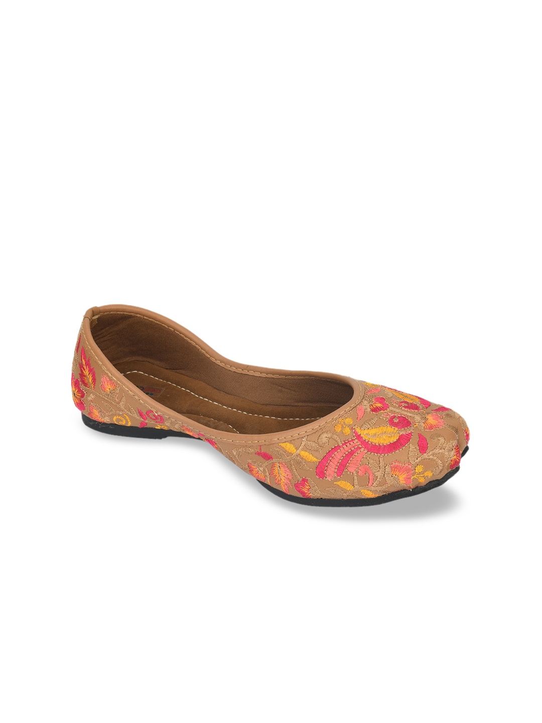 DESI COLOUR Women Brown Ethnic Mojaris Flats