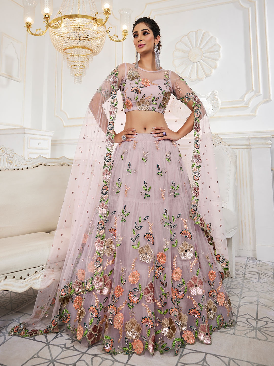 panchhi Mauve & Orange Embroidered Sequinned Semi-Stitched Lehenga & Unstitched Blouse With Dupatta
panchhi Mauve & Orange Embroidered Sequinned Semi-Stitched Lehenga & Unstitched Blouse With Dupatta