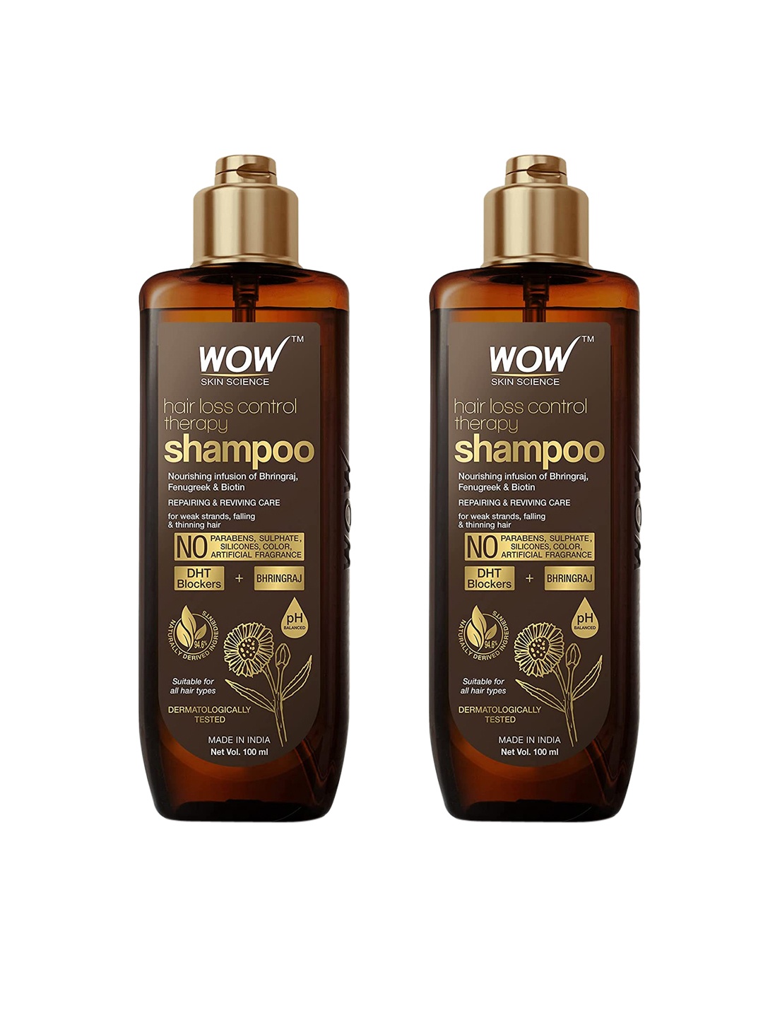 WOW SKIN SCIENCE Set of 2 Hair Loss Control Therapy Shampoo - 100 ml each, Transparent
WOW SKIN SCIENCE Set of 2 Hair Loss Control Therapy Shampoo - 100 ml each, Transparent