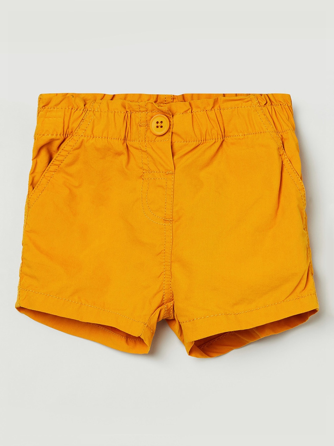 max Girls Mustard Yellow Solid Shorts