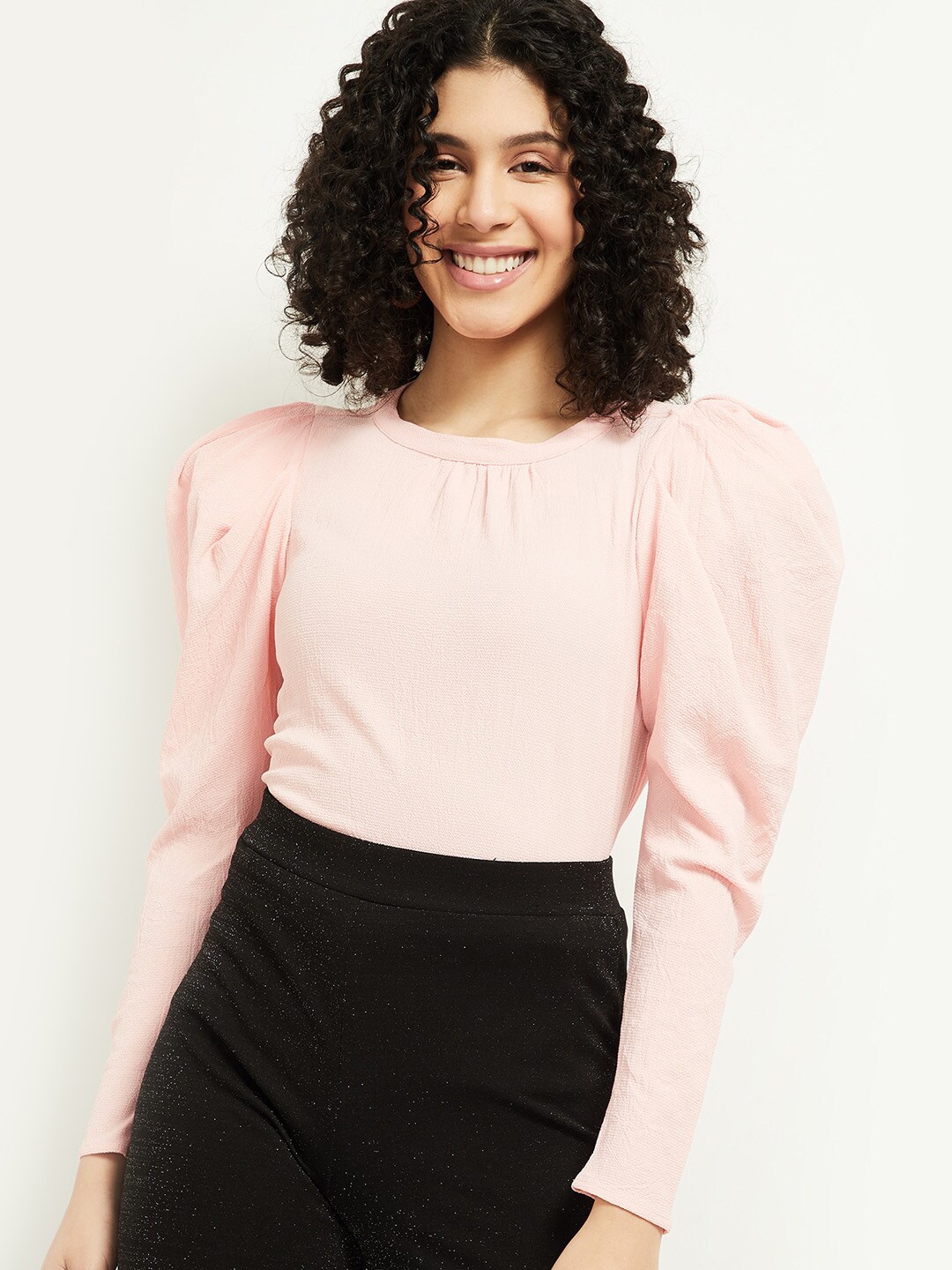 max Pink Puff Sleeve Top
