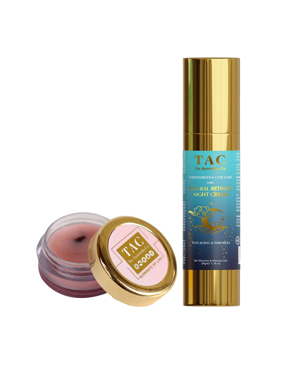 TAC - The Ayurveda Co. Set of Natural Retinol Night Cream & Rose Petal Lip Balm, Blue
TAC - The Ayurveda Co. Set of Natural Retinol Night Cream & Rose Petal Lip Balm, Blue