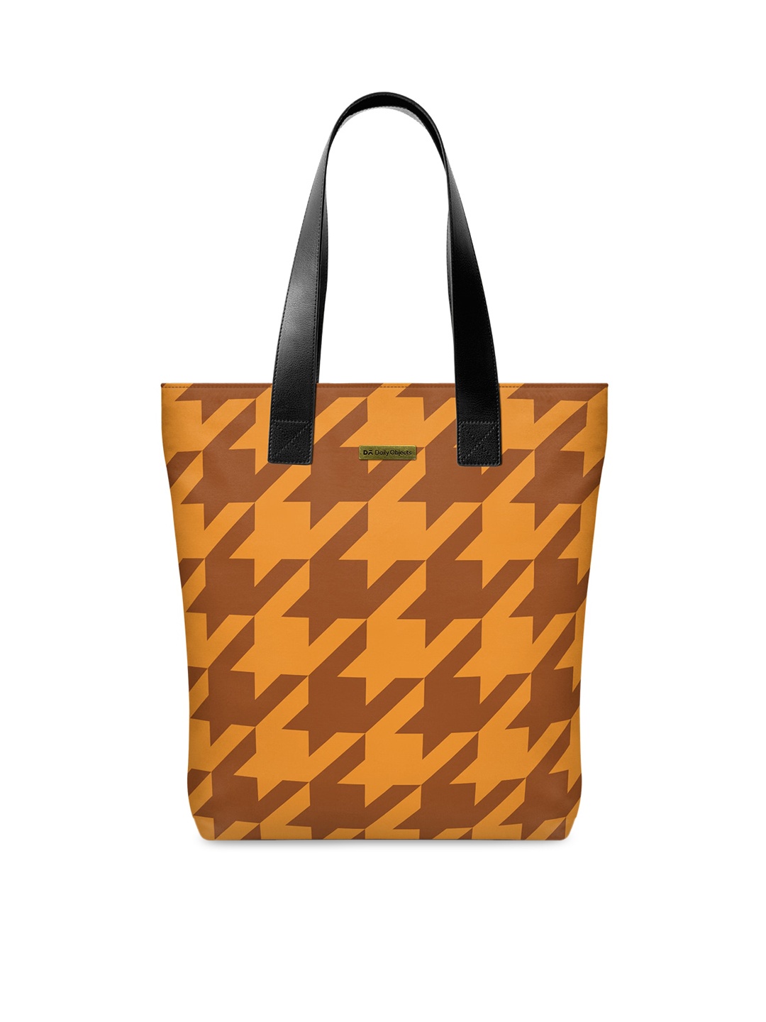 DailyObjects Camel Brown Geometric Printed Shopper Tote Bag