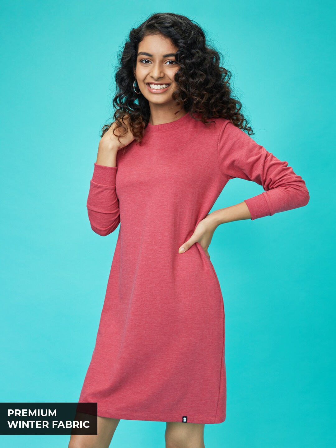 The Souled Store Pink Sweatshirt Dress