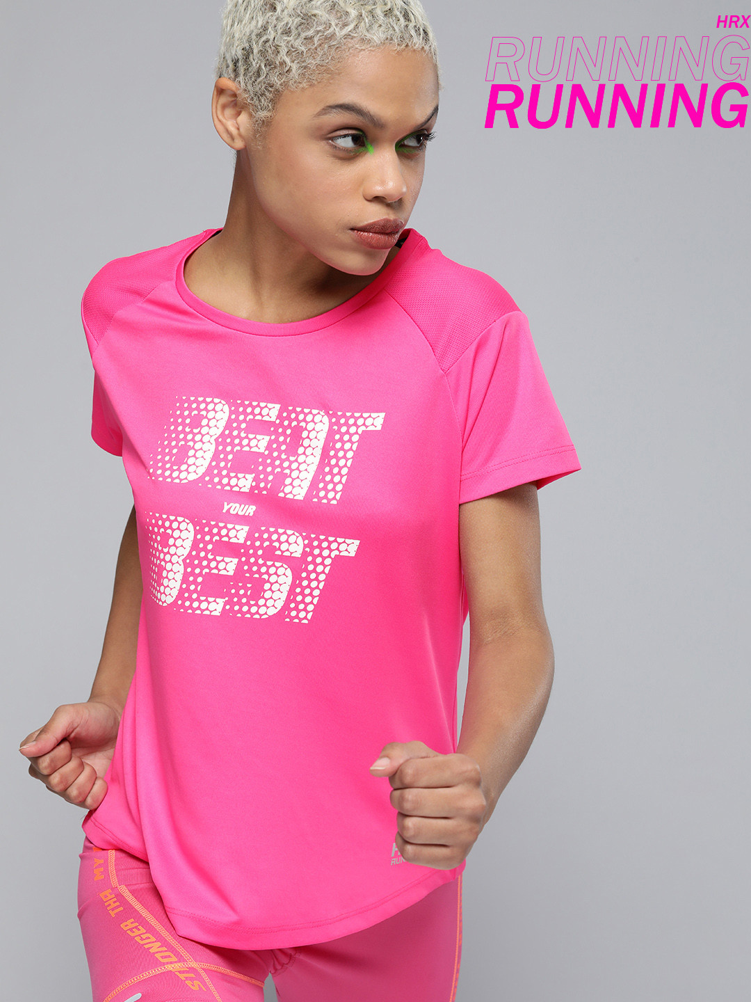 HRX By Hrithik Roshan Running Women FUCHIA PINK Rapid-Dry Typography Tshirts, Fuchsia 
HRX By Hrithik Roshan Running Women FUCHIA PINK Rapid-Dry Typography Tshirts, Fuchsia