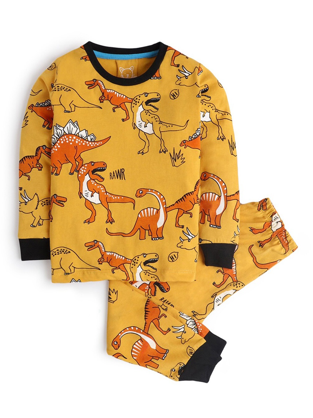 Hopscotch Boys Yellow & Orange Printed Night suit