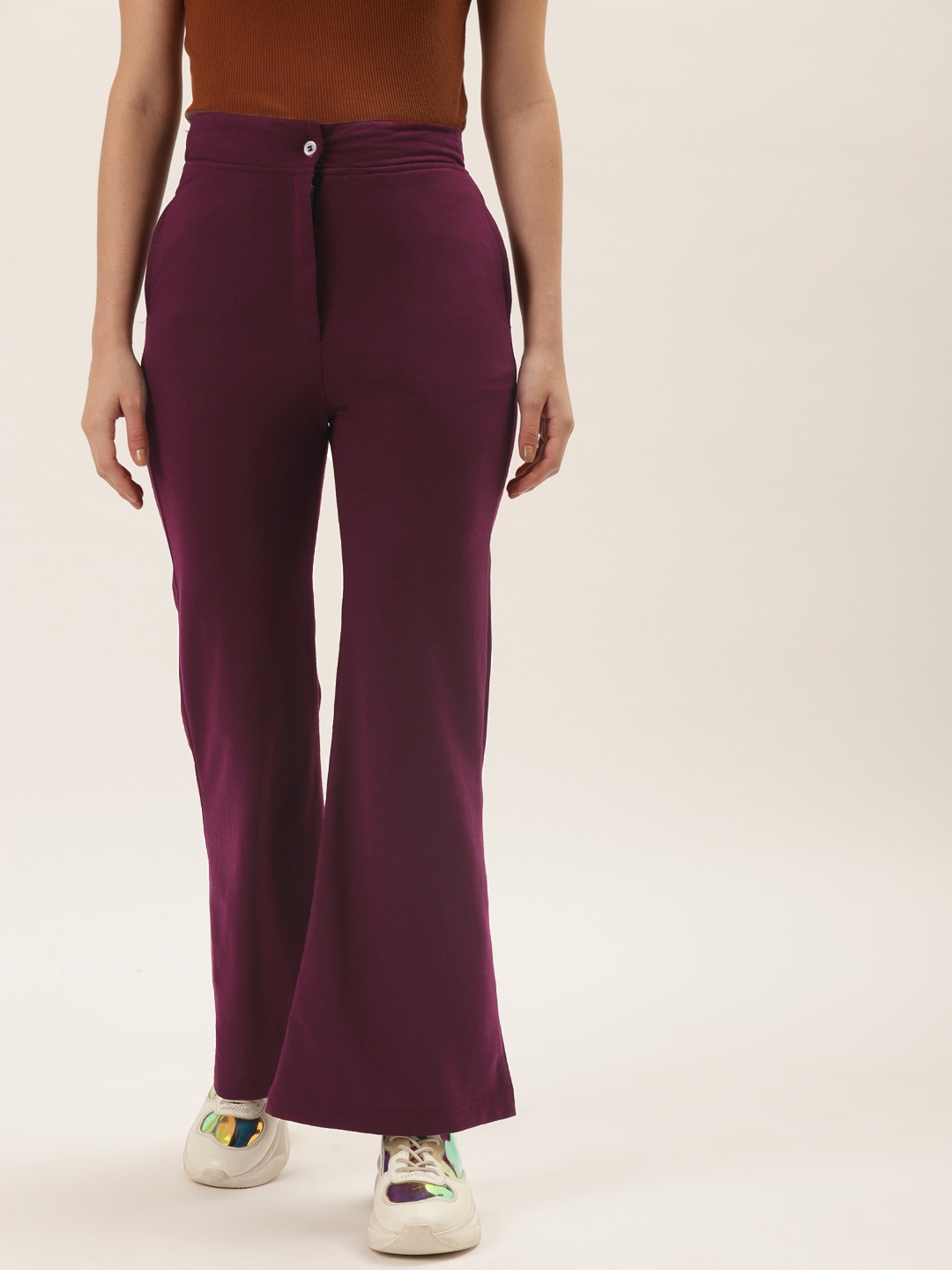 Alsace Lorraine Paris Women Burgundy Smart Bootcut Trousers