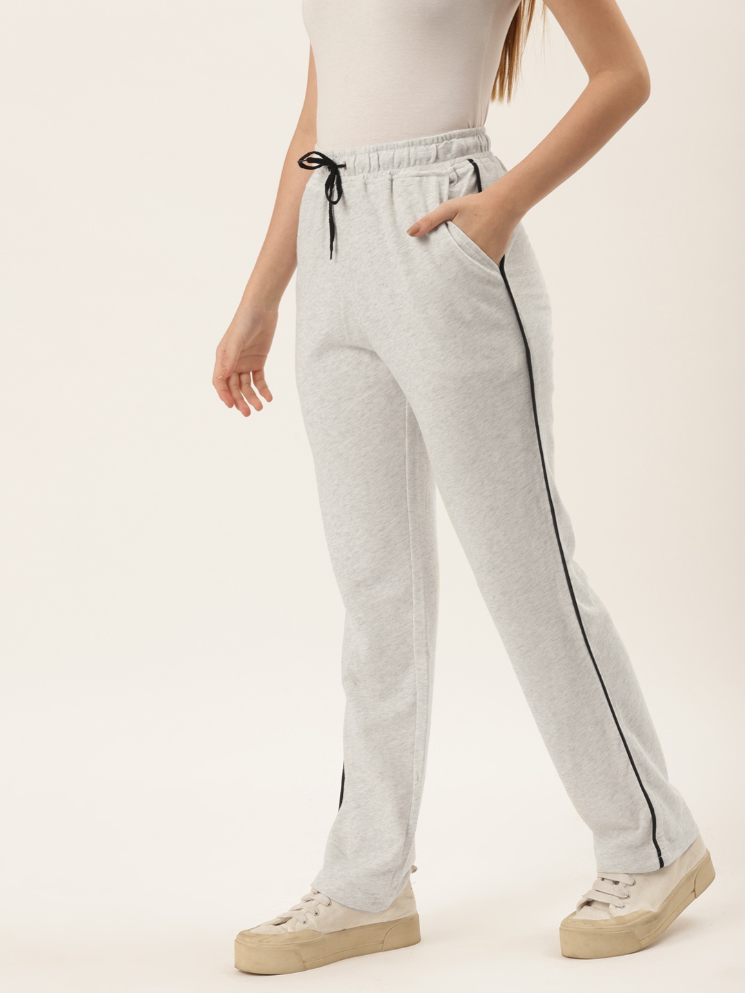 Alsace Lorraine Paris Women Grey Melange Solid Cotton Track Pants