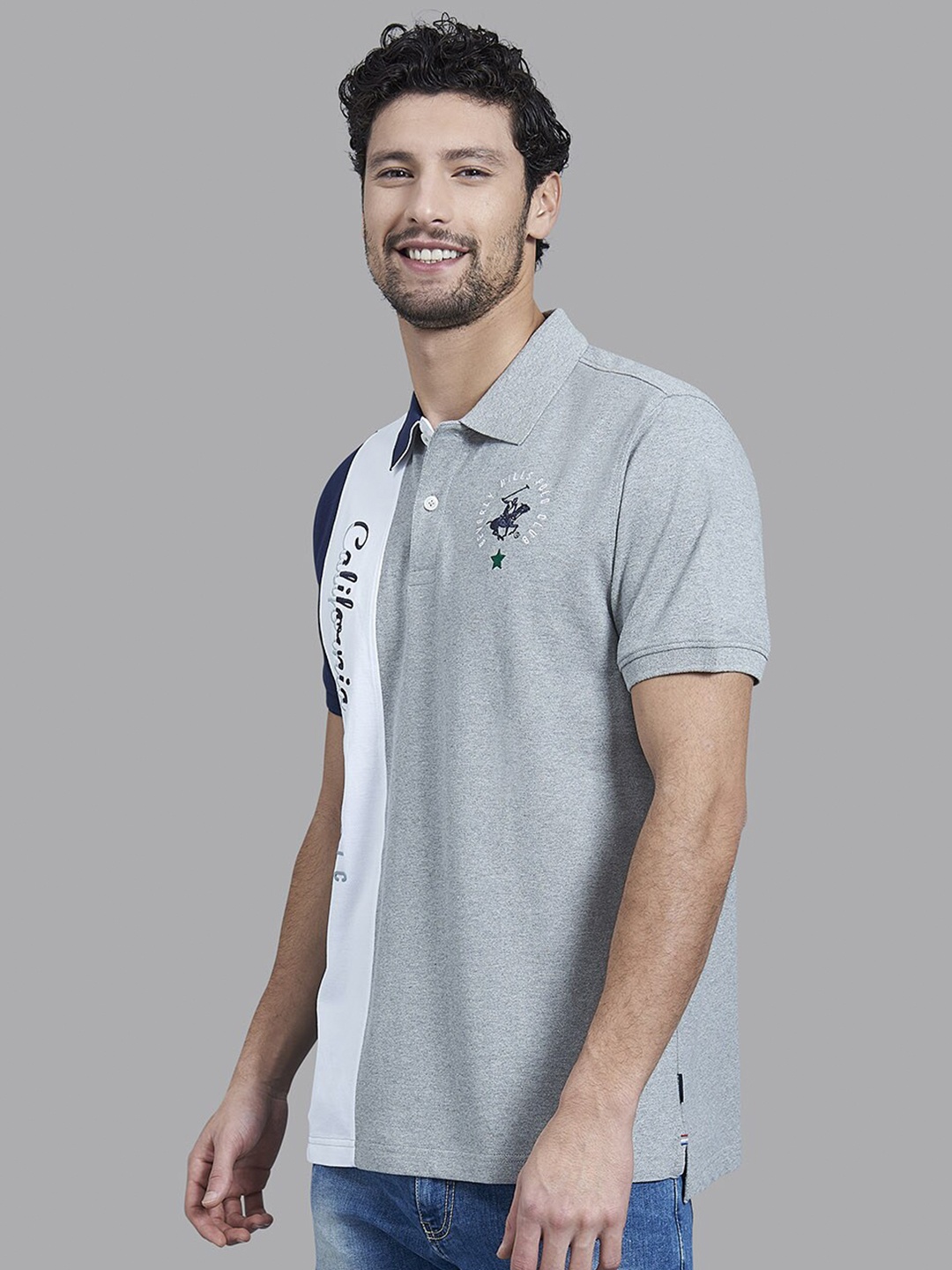 Beverly Hills Polo Club Men Grey & Navy Blue Colourblocked Polo Collar T-shirt
Beverly Hills Polo Club Men Grey & Navy Blue Colourblocked Polo Collar T-shirt