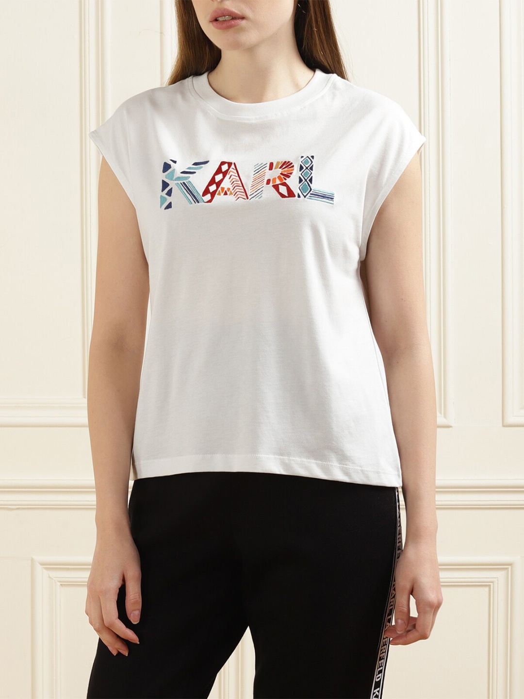LAGERFELD White Print Top
