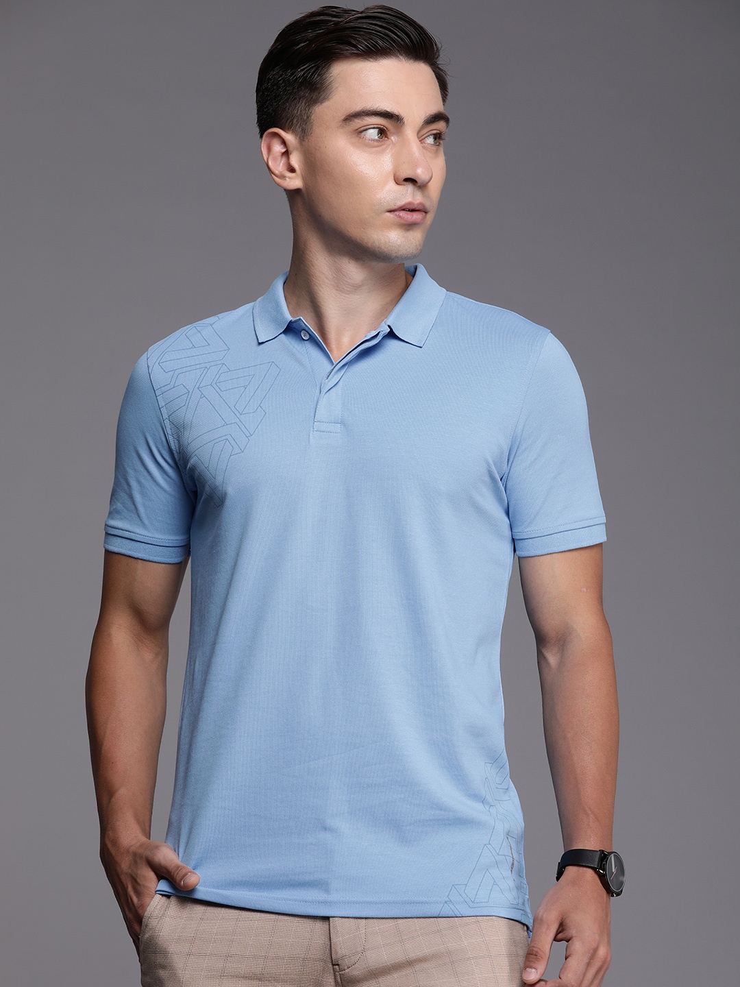 Louis Philippe Ath.Work Men Blue Geometric Placement Printed Polo Collar Slim Fit T-shirt
Louis Philippe Ath.Work Men Blue Geometric Placement Printed Polo Collar Slim Fit T-shirt