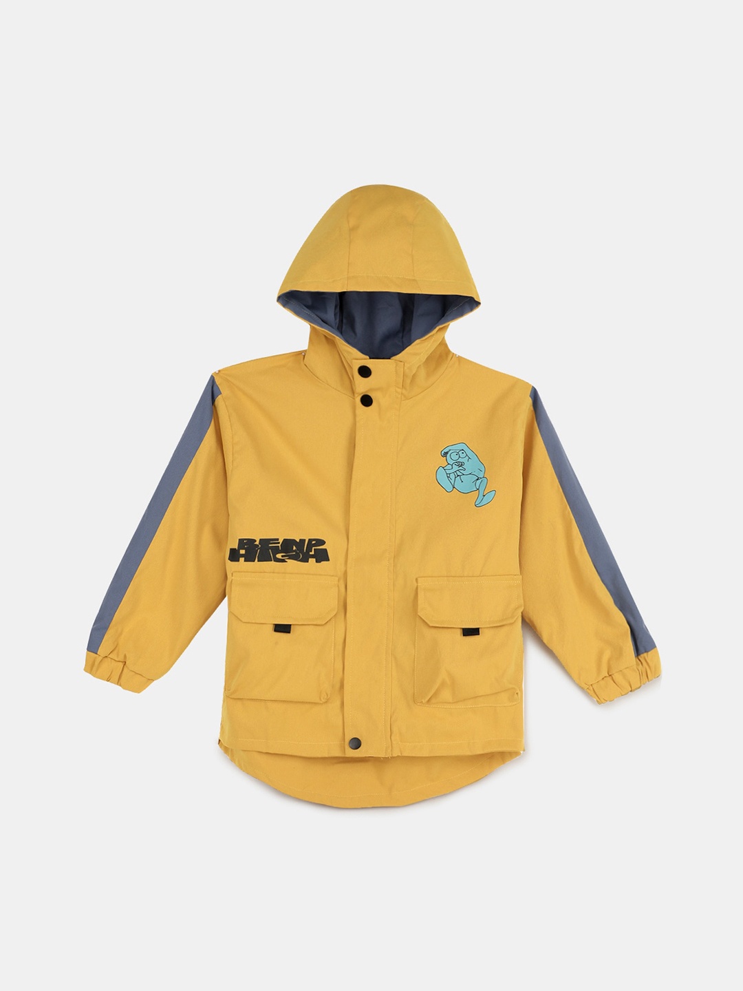Hopscotch Boys Yellow & Grey Hooded Tailored Jacket