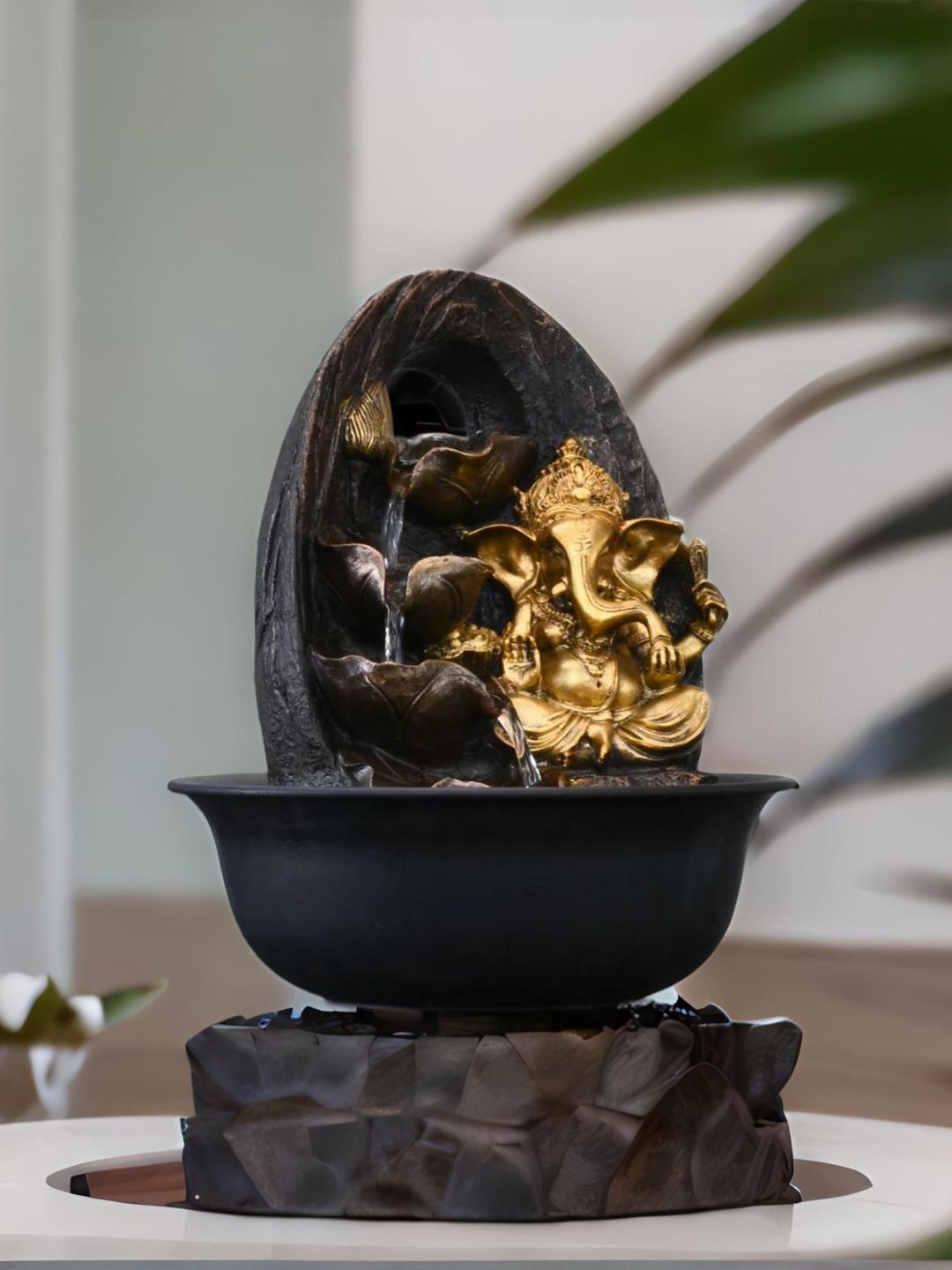 Athome by Nilkamal Gold Leaf Ganesha Water Fountain