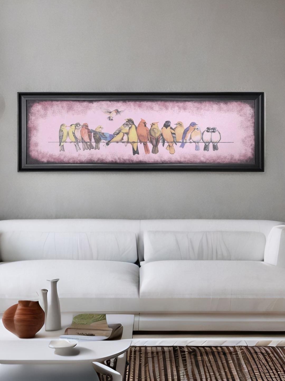 Athome by Nilkamal Pink Oni Birds on Rope Painting