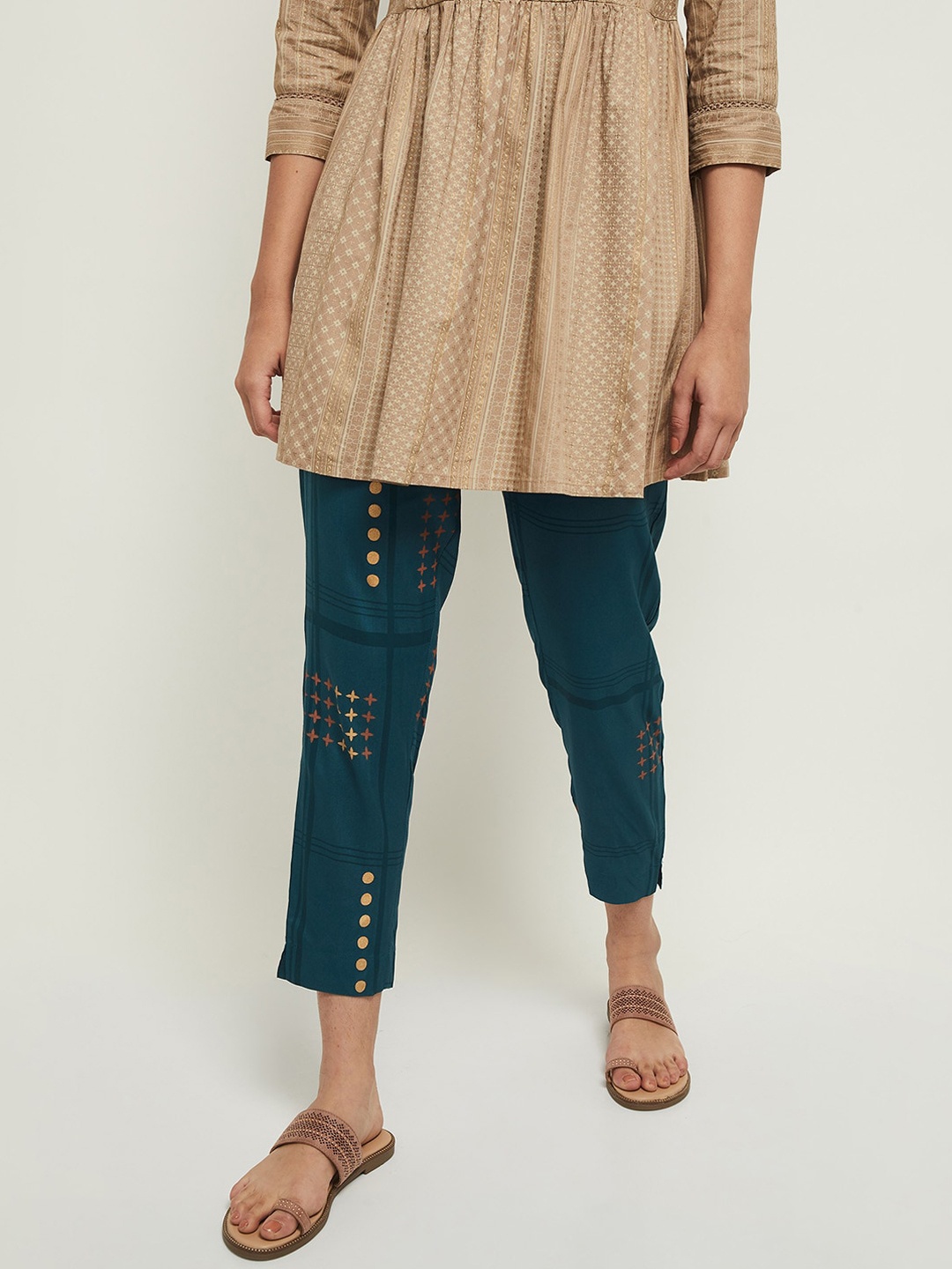 max Woman Teal Trousers