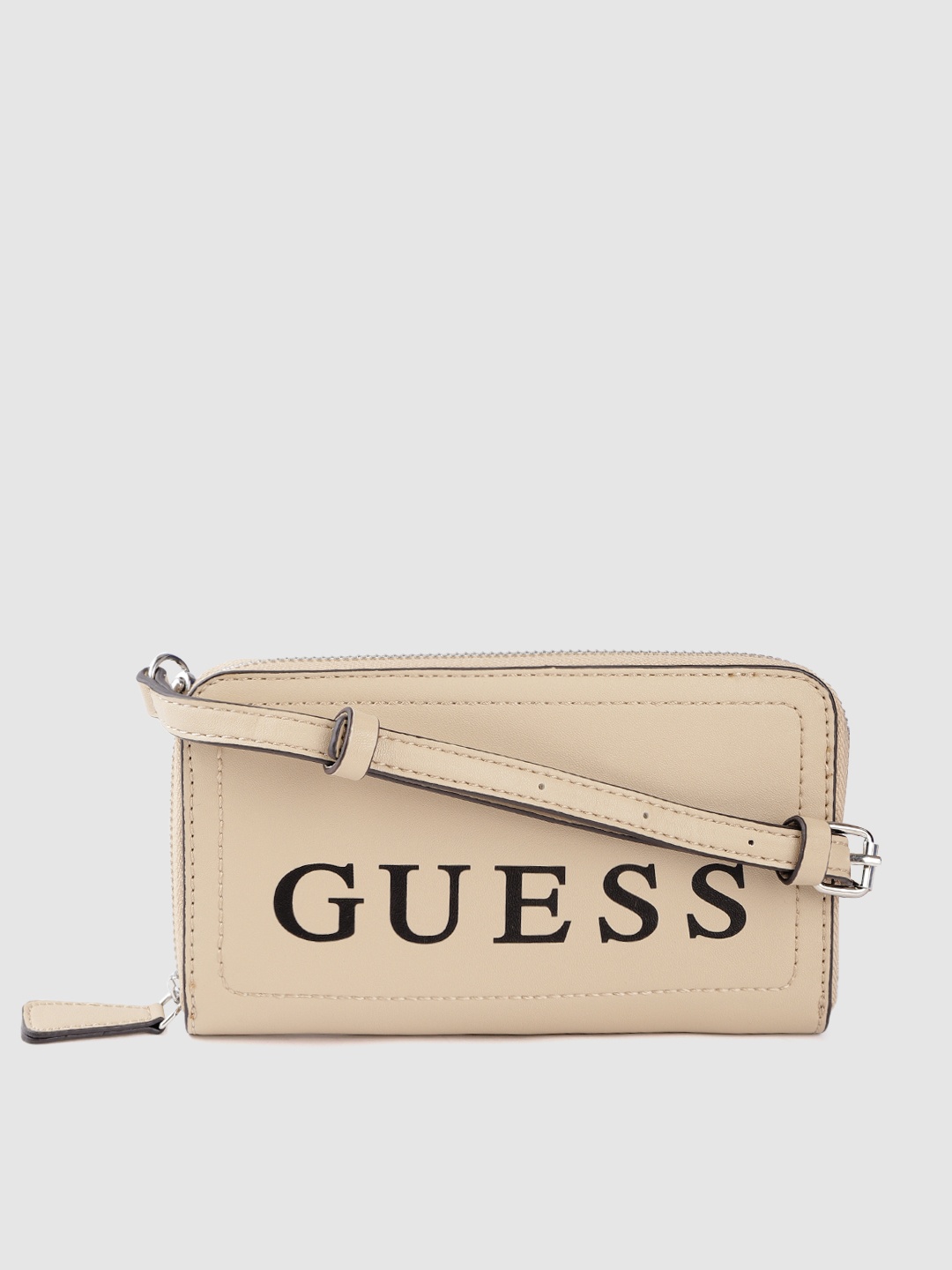 GUESS Beige & Black Women Brand Logo Printed Zip Around Wallet with Detachable Sling Strap
GUESS Beige & Black Women Brand Logo Printed Zip Around Wallet with Detachable Sling Strap