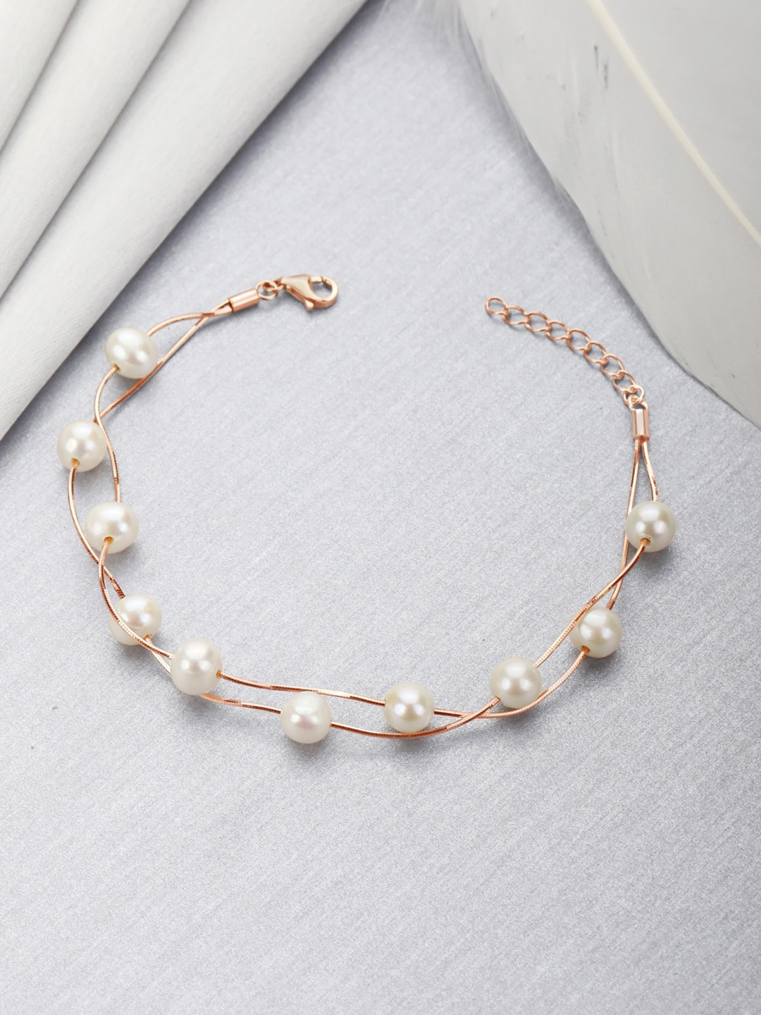 Zavya Women 925 Sterling Silver Rose Gold-Plated & White Pearls Wraparound Bracelet
Zavya Women 925 Sterling Silver Rose Gold-Plated & White Pearls Wraparound Bracelet