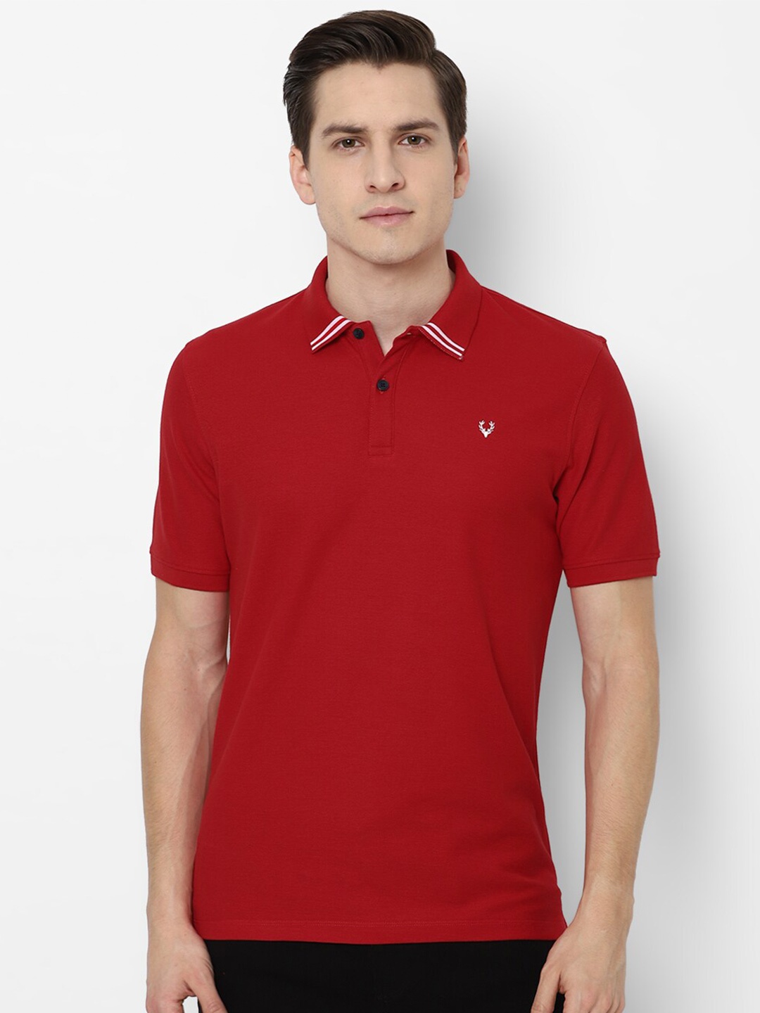 Allen Solly Men Red Polo Collar T-shirt